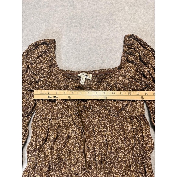 Women's Brown Floral Blouse Size Small Collabo By Privy - Picture 10 of 12